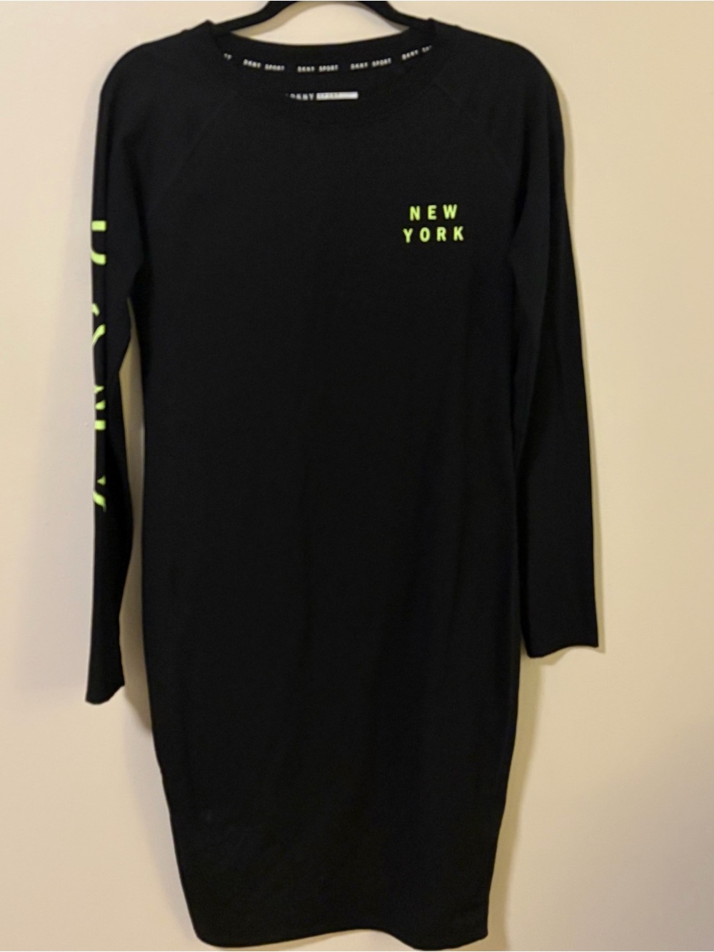 DKNY Sport black long sleeve dress with neon branding